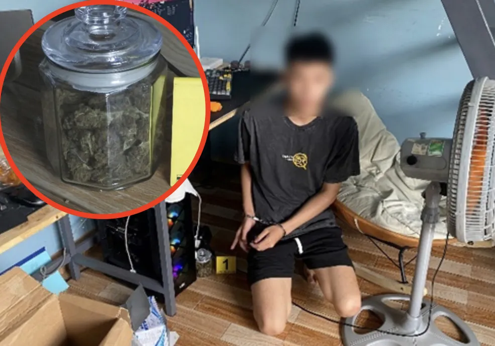 Công an bắt quả tang NNH về hành vi mua bán trái phép chất ma túy (cần sa) trên mạng xã hội. Ảnh: CA mạng xã hội.jpg
