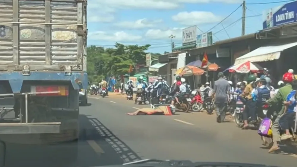 Khu vực xảy ra tai nạn. Ảnh: N.D nữ sinh.jpg